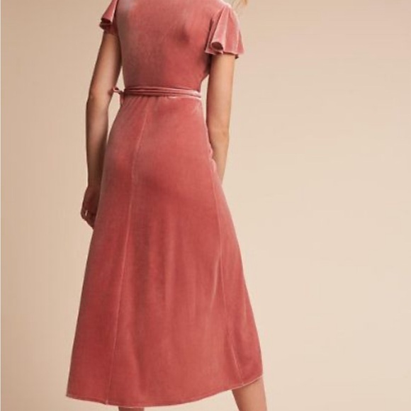 BHLDN Thrive Pink Velvet Wrap Dress Size M - Picture 3 of 7